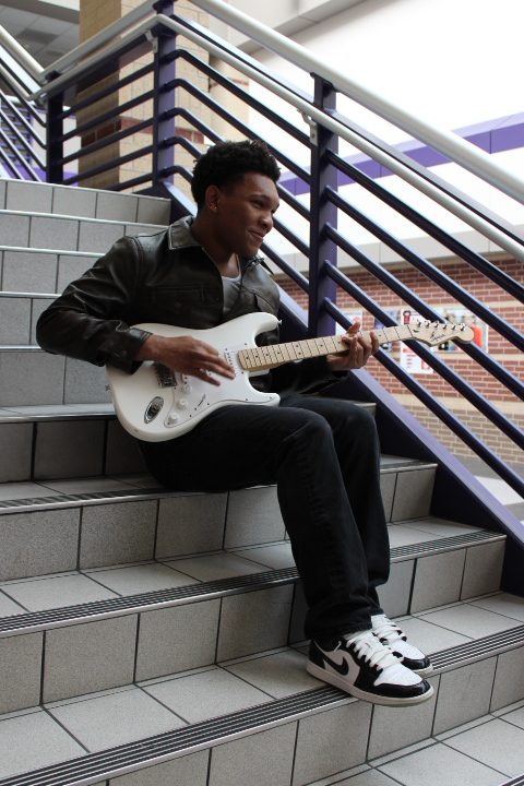 Nathan Sims was voted as most musically inclined by his peers for senior superlatives. He started learning guitar a few years ago and plays often, both as a hobby and in a band.